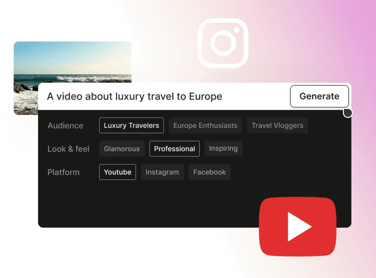 YouTube video creation interface